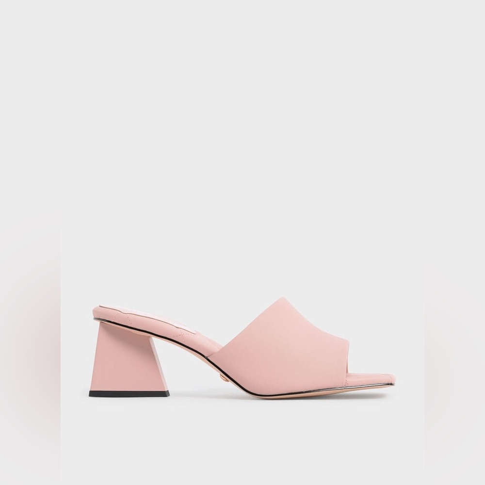 NWOT Charles & Keith Leather Trapeze Heel Mules